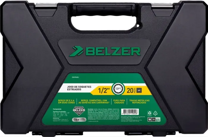 Oportunidade! Jogo de Soquetes em polegadas BELZER Original 1/2" com 20 Peças