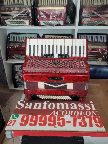 Acordeon Michael Vermelha 80 Baixos