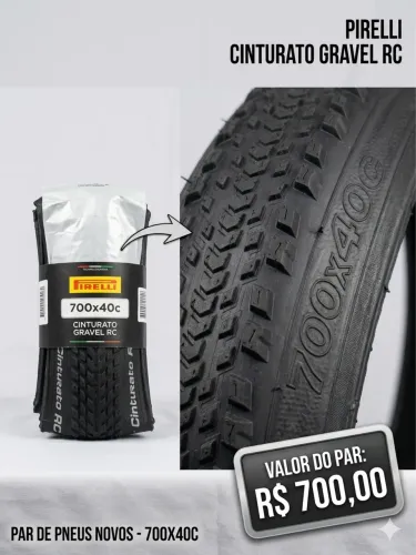 Par de Pneus Pirelli Cinturato Gravel RC 700x40c - Novos (Zerar / Tubeless)