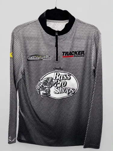 Camisa de pesca Bass Pro Shops CarbonLite cinza manga longa