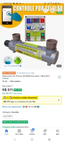 Aquecedor De Piscina 20.000lt Inox Auto + Mod Wi-fi Celular.