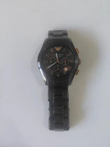 Relógio Emporio Armani Ceramica AR1410 Cronógrafo Preto Dourado - Excelente Estado