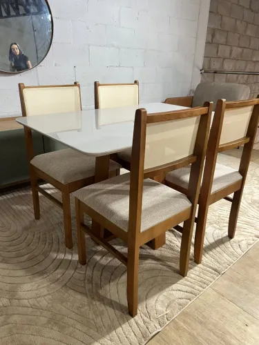 Mesa de Jantar 120x80 Com 4 Cadeiras Telinha