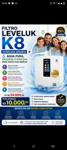 Vendo filtro leveluk k8 Novo