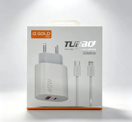 Carregador para iphone 40w aGold - entrega em slz e região