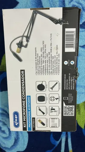 Microfone Condensador Knup KP-M0010 Completo para Podcast, Live e Gravação