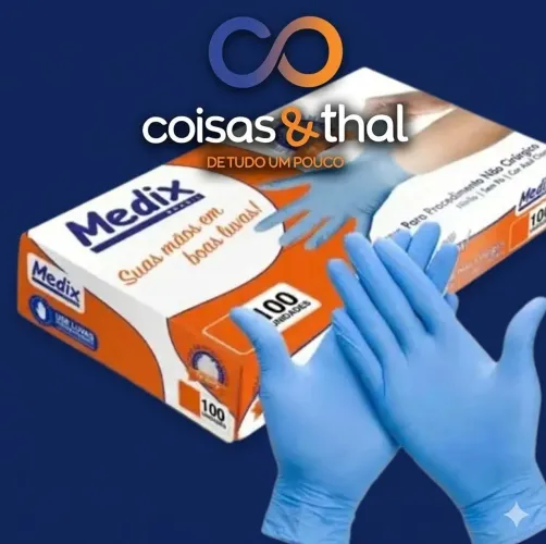 Luva de Nitrílica Cor Azul ( caixa com 100 unidades) Nos tamanhos P - M - G 