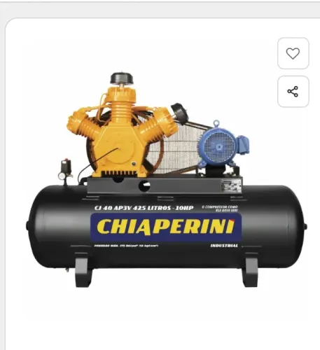 Compressor de Ar 40 Pés 425L 10HP Trifásico Motor Blindado Chiaperini