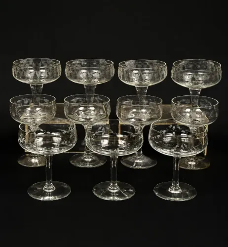 Taças para Champanhe em Cristal Lapidado - 16 Taças Vintage Coupe