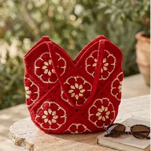 Bolsa crochê praiana flor africana várias cores disponíveis