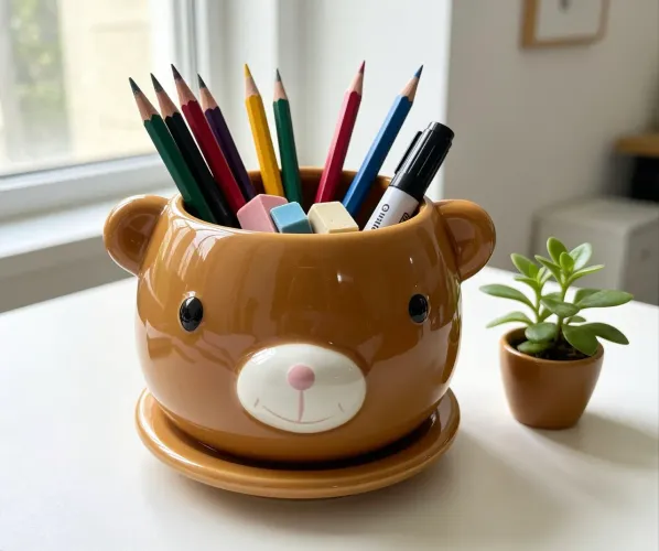 Cachepot Decorativo Urso Cerâmica