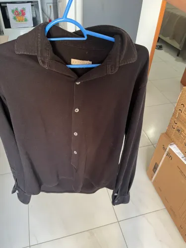 Camisa de botão preta 100% algodão tam. P
