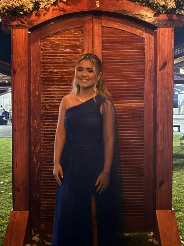 VESTIDO DE FESTA TULE COM BRILHO LONGO AZUL ROYAL