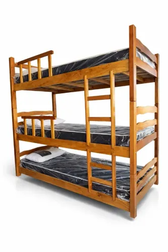 Cama treliche torre de madeira maciça com 3 colchões D20 88x12cm de altura 