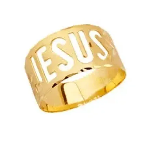 Anel Jesus Ouro 18 Kilates 5 Gramas 10 mm Maciço