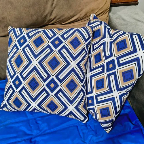 Kit 2 Capas de Almofada Geométrica Azul Tamanhos Personalizados