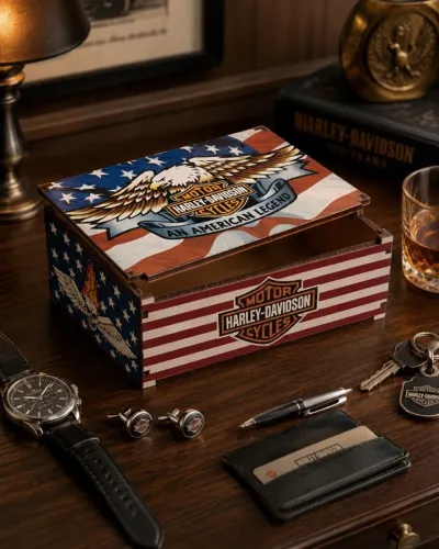 Caixa de Madeira Decorativa Harley-Davidson - American Legend