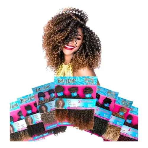 Aplique Cabelo sintético tela cacheado 25 cm Californiana castanho a loiro TT4