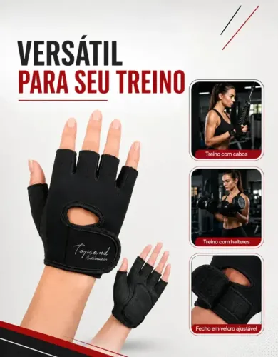 Luva para Academia Antiderrapante em Neoprene Ajustável Unissex