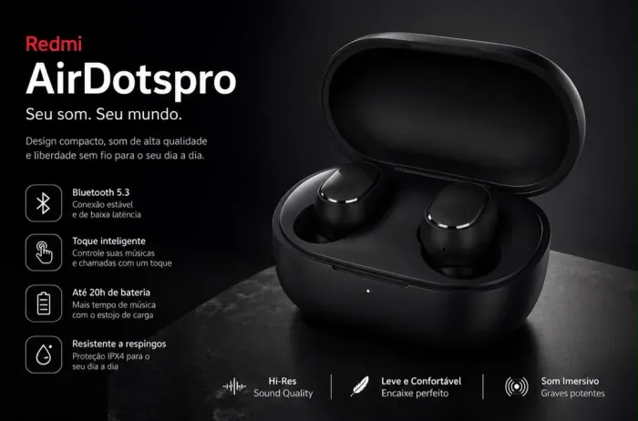 Fone sem fio Bluetooth 