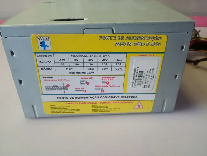 fonte para Pc wscn-500-p42s 220wats funcionando perfeitamente 