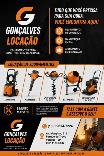 Localização de equipamentos de Construção, Peruíbe, Itanhaém e Região