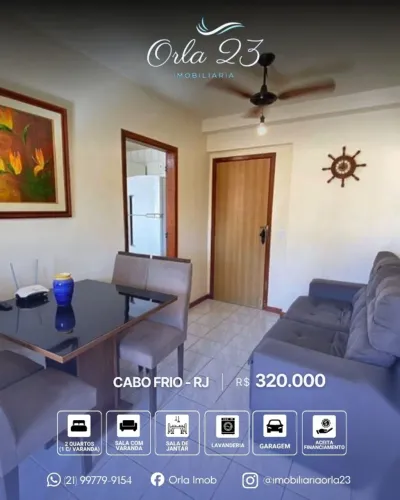 CABO FRIO, ORLA 23 IMOBILIÁRIA VENDE! EXCELENTE APARTAMENTO