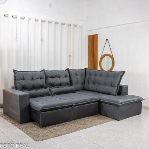 Sofá de canto retrátil e reclinável