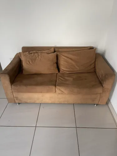 Sofá cama em suede 