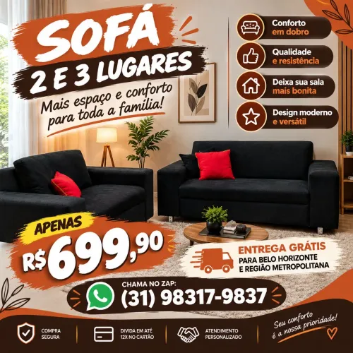 SOFÁ E ALTA QUALIDADE, FRETE GRÁTIS PARA BH E REGIÃO METROPOLITANA