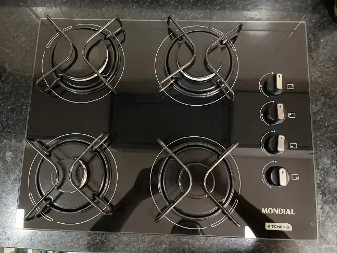 Cooktop a Gás 4 Bocas Mondial Vidro Preto Acendimento Automático - Impecável