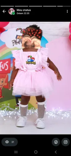 Vestido 3 palavrinhas 1 - 2 anos Rosa
