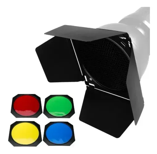 Bandoor 4 Folhas Encaixe Bowens Controle de Luz Estúdio Fotografia e Video