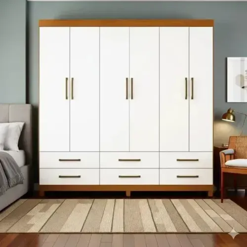Guarda Roupa Dallas Cinamomo/Branco I Pague na Entrega