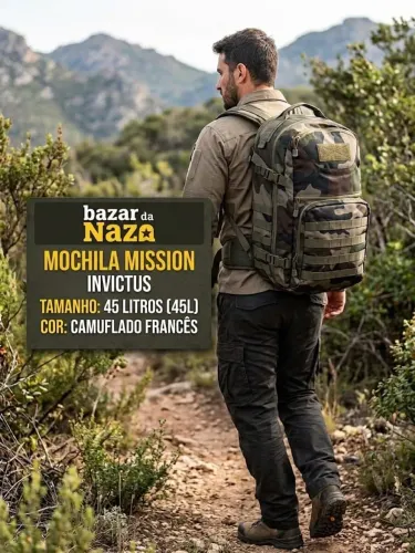 ?Mochila Tática Invictus Mission 45L Camuflada (Camuflado Francês) - NOVA