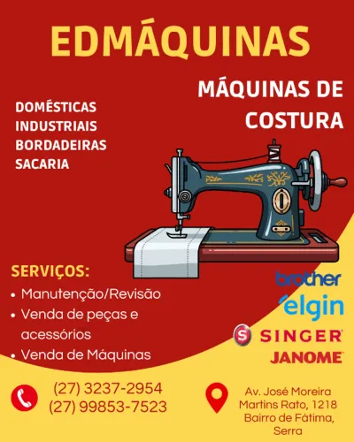 Máquinas de costura - Manutenção, peças e acessórios - Edmáquinas