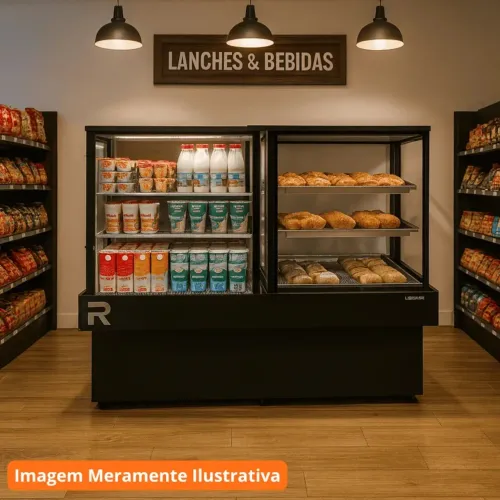Vitrine conjugada quente e fria 1.52m - Pronta entrega