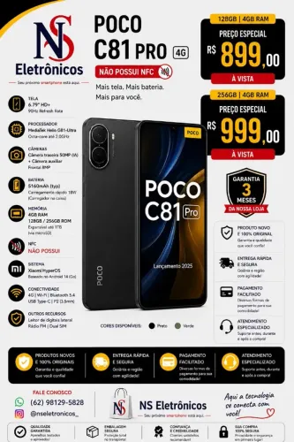 Celular Xiaomi Poco C71 Dual Sim 128 Gb Global 4gb Ram Cor Preto