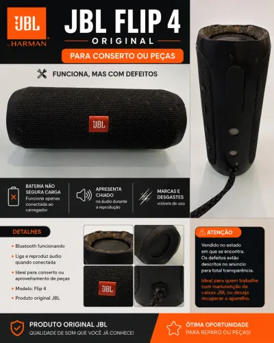 JBL Flip 4 Original - Para Conserto ou Retirada de Peças
