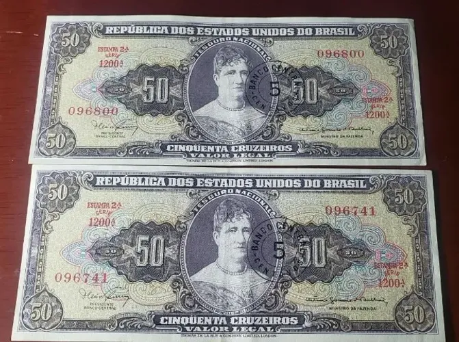 Cédulas Antigas 50 Cruzeiros - Princesa Isabel / Lei Áurea