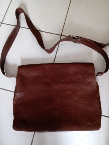 Bolsa Carteiro Transversal Couro Legítimo Marrom unissex 