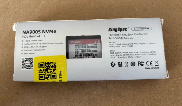 SSD KingSpec 512GB NVMe PCIe para MacBook Air / Pro / iMac - NA900S