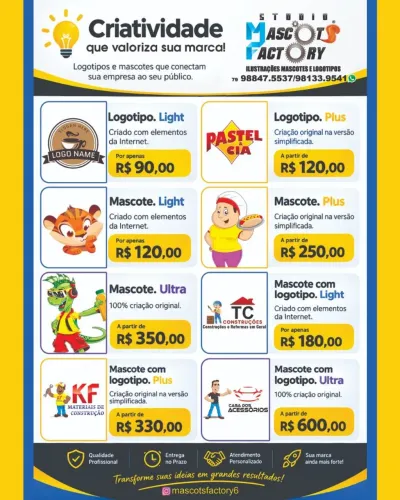 Logotipo, Mascotes e ilustrações para empresas ou decorações.