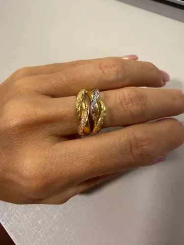 Anel Ouro 18 k Ondas em 3 banhos