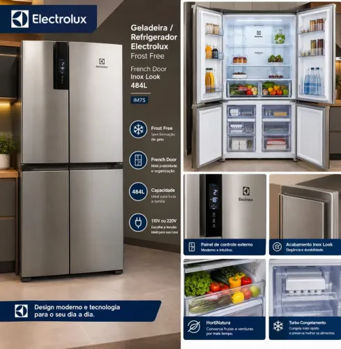 OPORTUNIDADE! GELADEIRA ELECTROLUX FRENCH DOOR 484L INOX LOOK ? PREÇO ATRATIVO