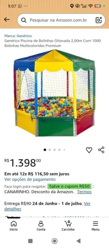 ? OPORTUNIDADE: PISCINA DE BOLINHAS OITAVADA 2M (NOVA NA CAIXA) + BRINDES! ?