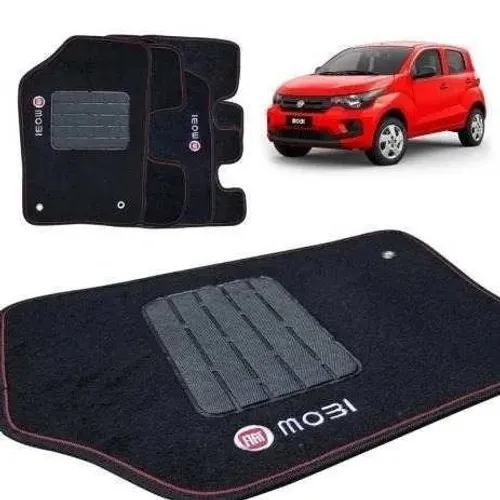 Jogo De Tapete Carpete Fiat Mobi 2016 à 2018 Preto