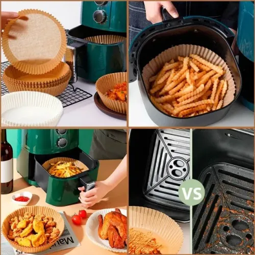 50 Forros de papel para Airfryer Antiaderente Forma Descartável