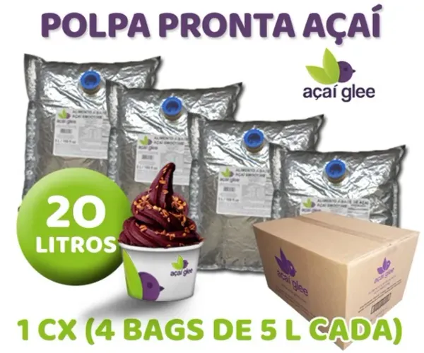 Polpa / Calda Asséptica UHT Açaí Glee pronta para Máquina Sorvete Expresso (20 L)