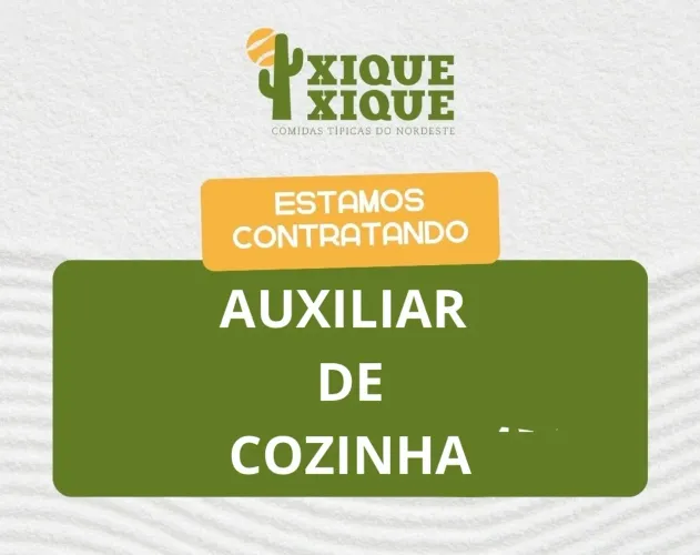 Oportunidade de Emprego. Aux. de Cozinha. Salário R$1.800,00( salário + comissão) 